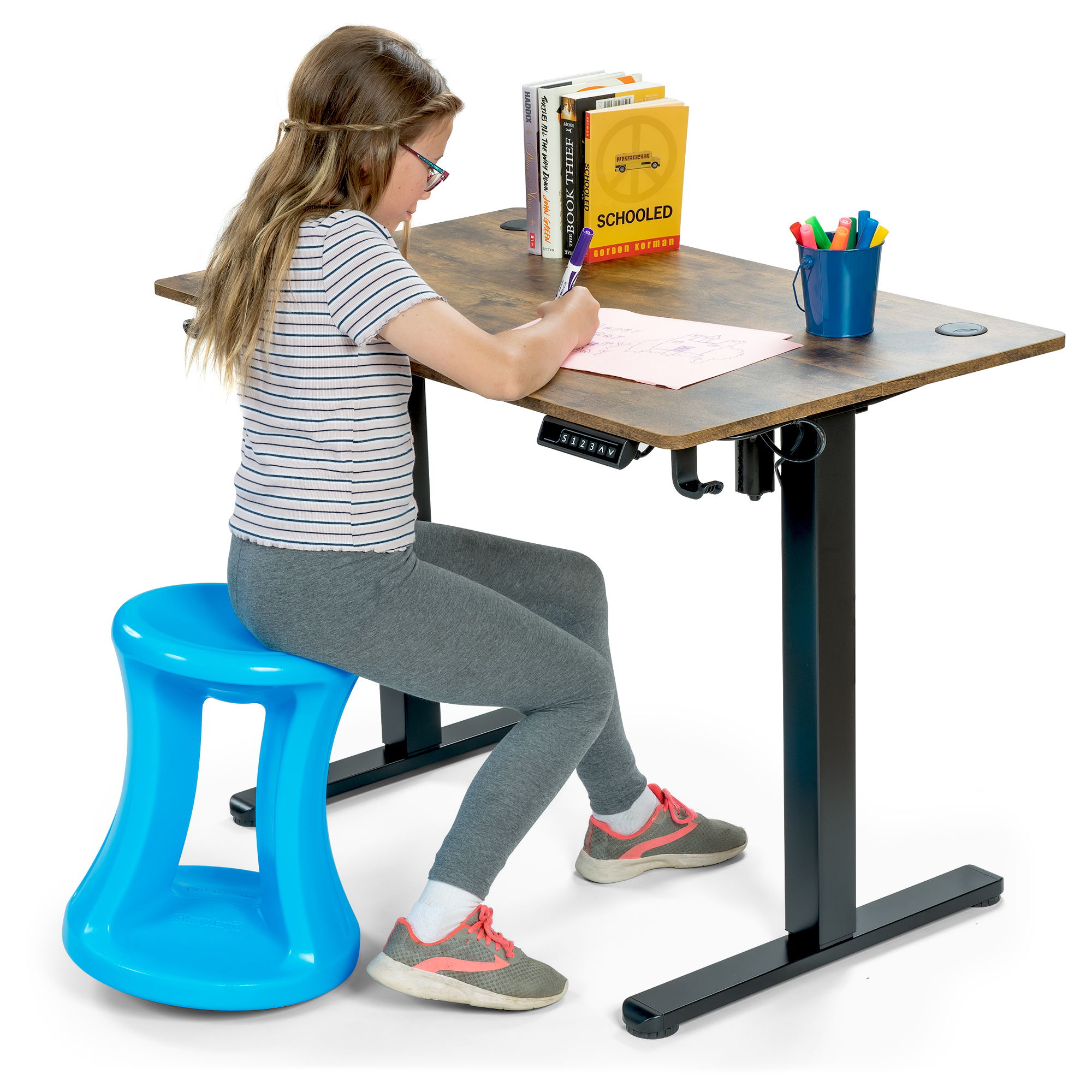 Simplay3 American Home Live Fit Active Balance Chair, 17" Stool for Adults and Teens- Ergonomic Office Desk Chair with Rock, Wobble, Tilt Motion for Learning, Work and Study, Sky Blue