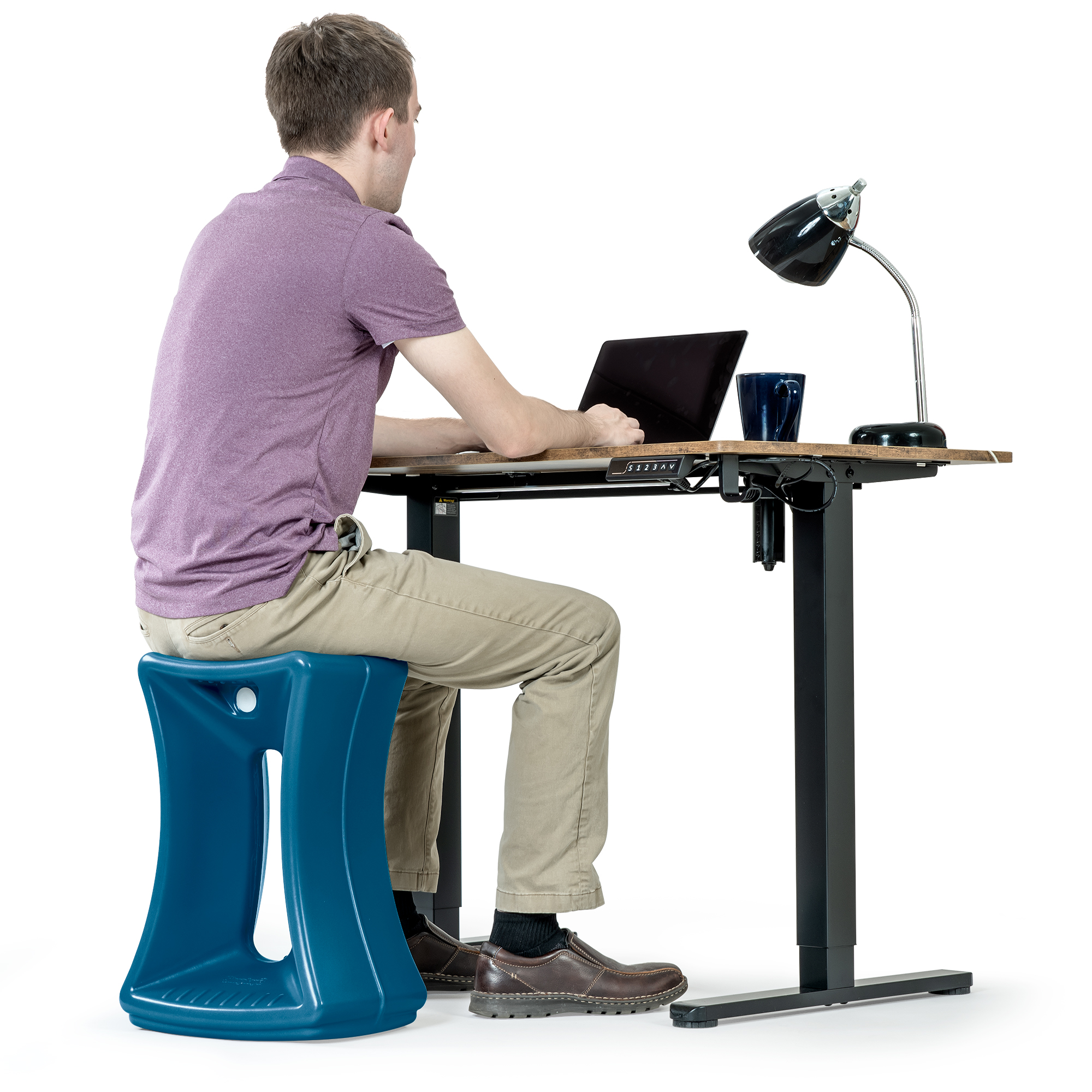 Simplay3 American Home Live Fit Active Balance Chair, 20" Stool for Adults and Teens- Ergonomic Office Desk Chair with Rock, Wobble, Tilt Motion for Learning, Work and Study, Union Blue