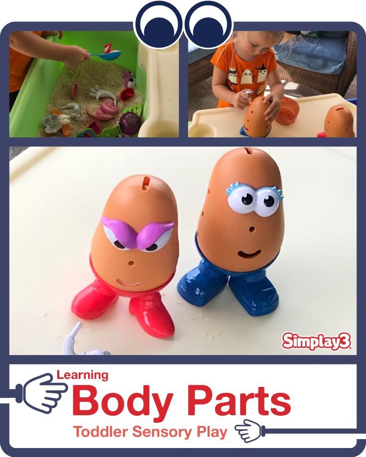 Help toddler learn body parts through sensory play with this activity from Simplay3