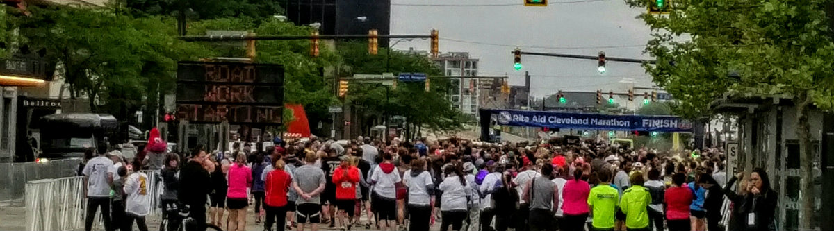 At the starting line for the 40th Cleveland Marathon