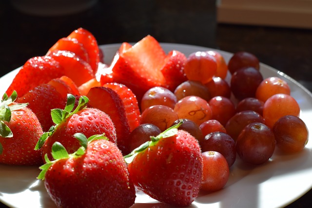 Fruit like strawberries and grapes are a great go to snack to keep toddlers happy.