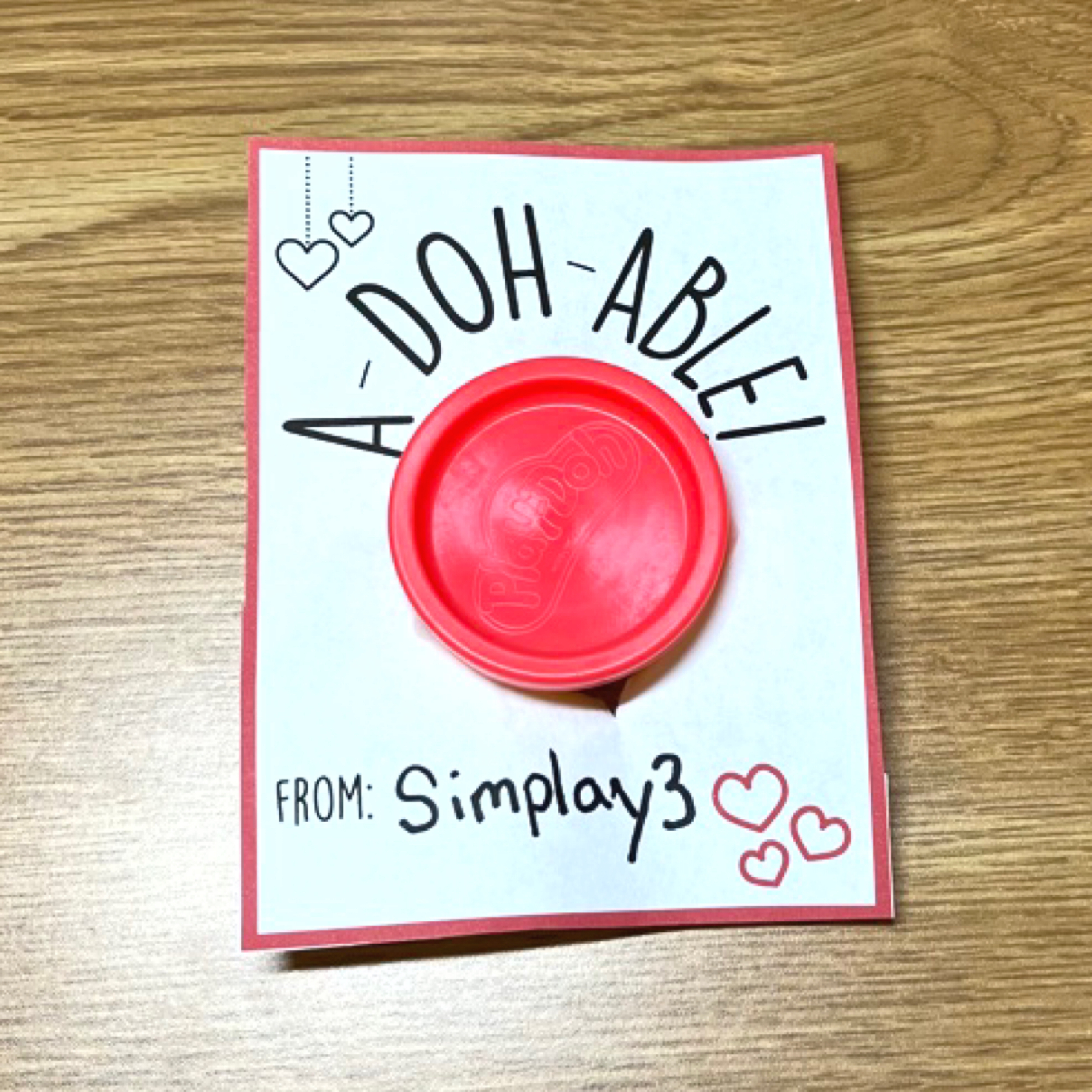 Simplay3 Valentine's Day Craft DIY featuring candy-free gifts like play-doh