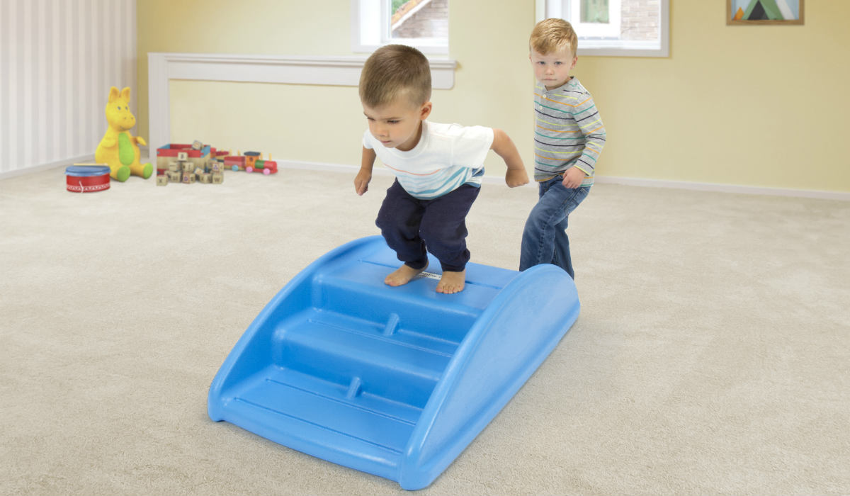 The Simplay3 Rocking Bridge promotes balance and imaginative play for toddlers.