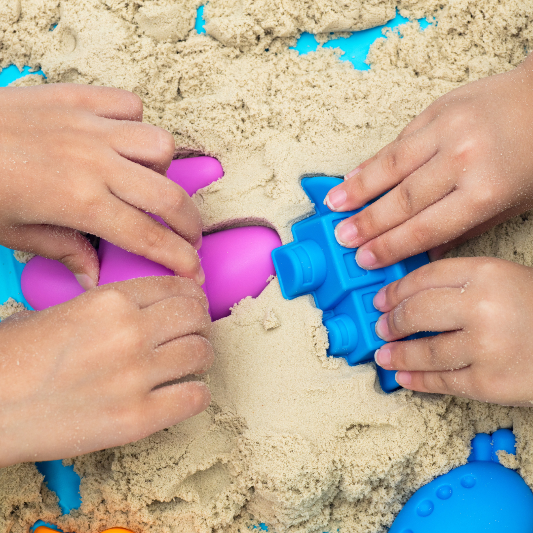 diy sand, sand box, sand sensory box, taste safe sensory