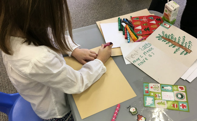 Trace letters to work on fine motor skills